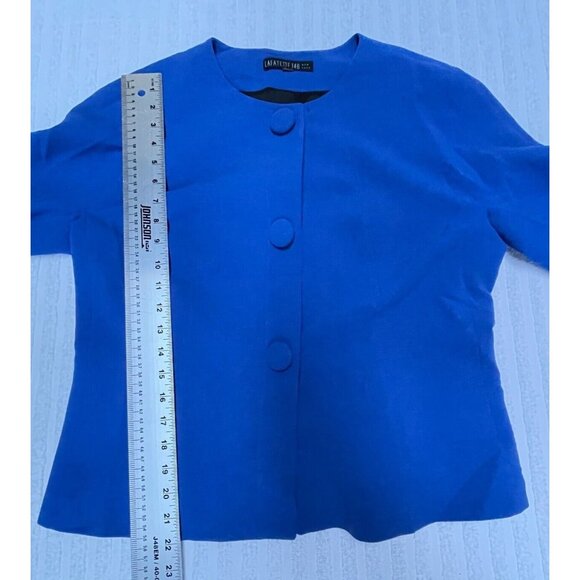 Lafayette 148 New York Womens Blue Virgin Wool Button-Front Career Jacket Blazer - Picture 9 of 9